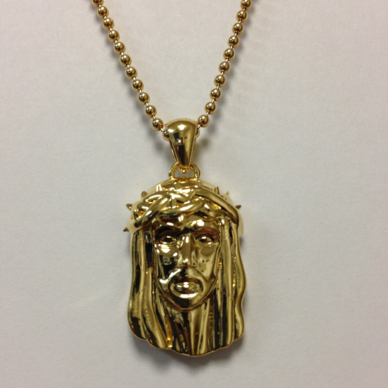 Sterling Silver 14K Yellow Gold Plated Mini Jesu Face - Click Image to Close
